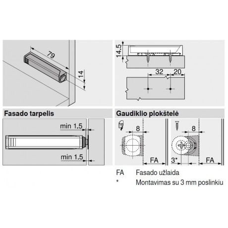 Durelių atmetėjo adapteris ilgas TIP ON , pilkas 2