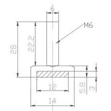 Varžtas su magnetu M6x28 mm saunoms, nikelis 1 Varžtas su magnetu M6x28 mm saunoms, nikelis 1
