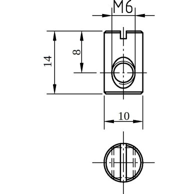 Veržlė M6, 10x14x8 1 Veržlė M6, 10x14x8 1