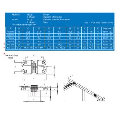 VICI lankstas 60x13 mm, šlifuotas plienas